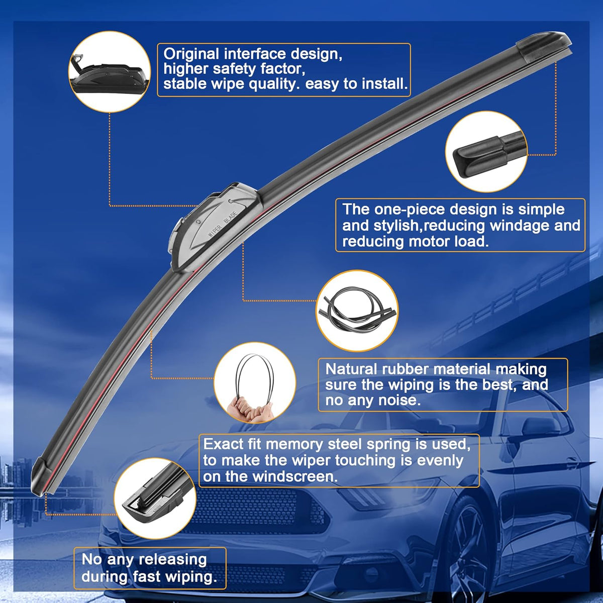 Windshield Wiper Blades Replacement for Acura MDX 2007 2008 2009 2010 2011 2012 2013 Original Factory Quality Front Rear Wipers Blade Set for Car - 26" 21" 12" (Piece of 3)
