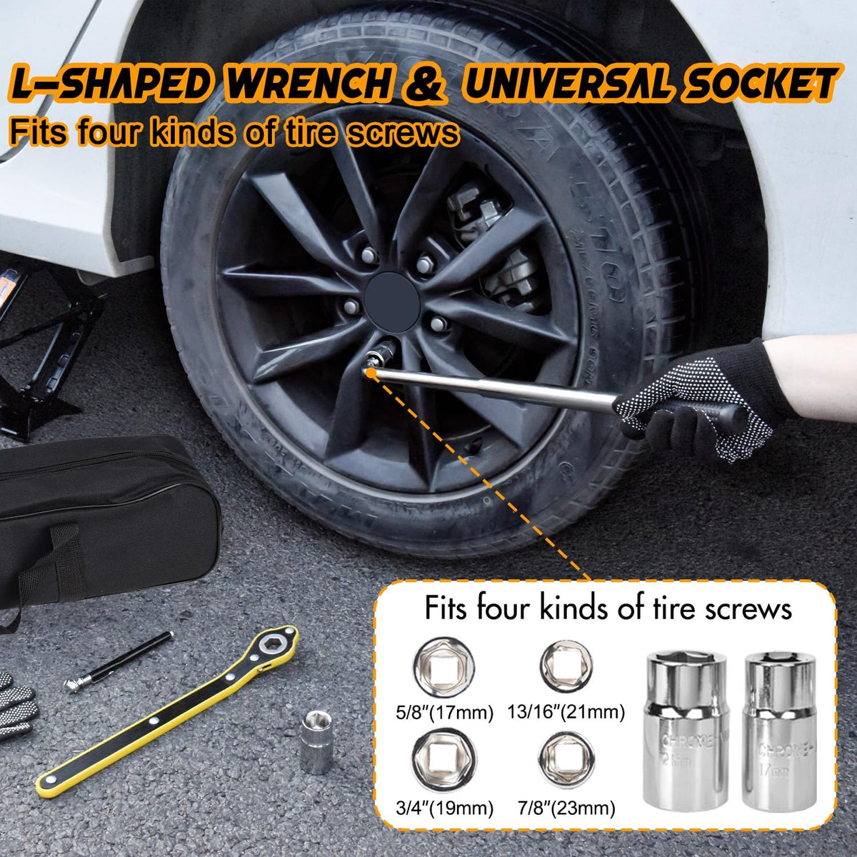 Car Jack Kit Scissor Jack for Car 2.5 Ton (5511 lbs) Tire Jack Tool Kit Universal Car Emergency Kit with Lug Wrench Tire Changing Kit for Car SUV