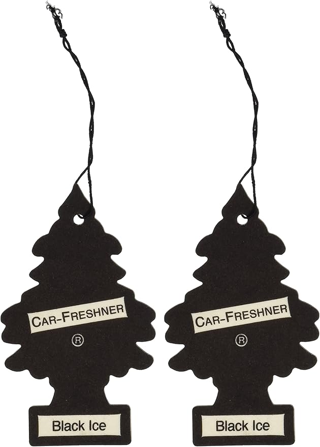 LITTLE TREES Car Air Freshener | Hanging Paper Tree for Home or Car | Black Ice | 2 Pack