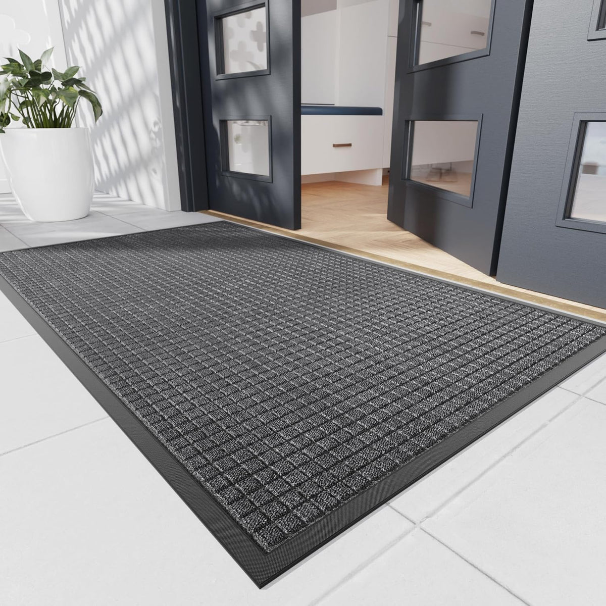Durable Front Door Mat, 60" x 36" Heavy Duty Indoor Outdoor Doormat for Entryway, Non-Slip Rubber Backing, Stain and Fade Resistant Commercial Floor Mat for Home Office Entry