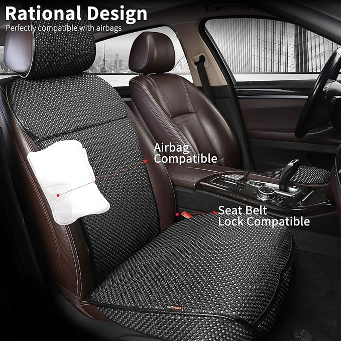 Auto Newer Luxury Breathable Car Seat Cover Fit Four Seasons, Universal Front of Car Seat Cushions, Bottom Seat Covers of Full Wrapped Edge,Universal Fit for 95% Cars,SUV(Black+Grey，2PCS)