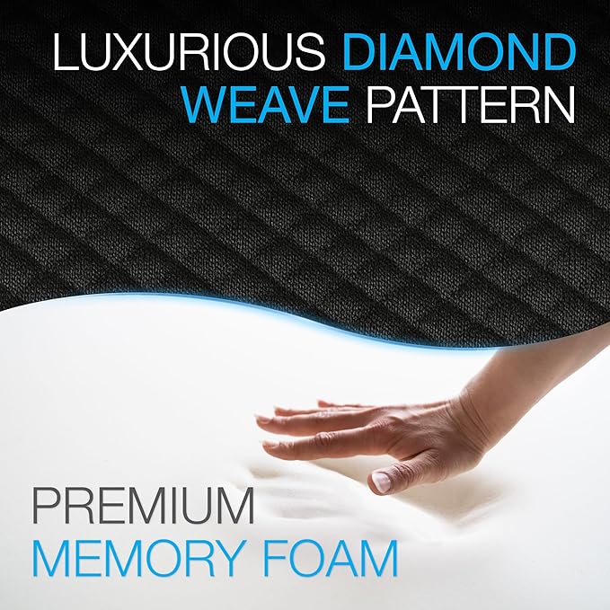 Brookstone BK1209 - Luxurious Lumbar Support Pillow for Car or Office Chair, Back Cushion with Premium Grade Memory Foam, Breathable and Washable Cover, Adjustable Strap