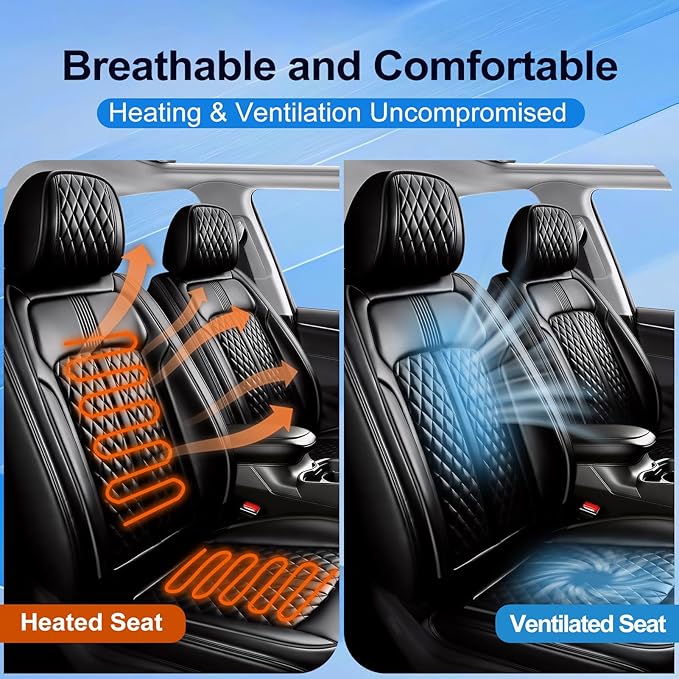 Fit CX-30 Car Seat Covers for Select Mazda CX30 2020-2025, Premium Full Coverage Leather, Airbag Compatible, Luxury Waterproof All Weather Breathable Seat Cushion Protector, Full Set, Black