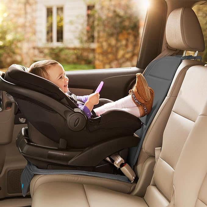 Munchkin Child Car Seat Protector, Elite Seat Guardian with Grime Guard Fabric, Dark Grey