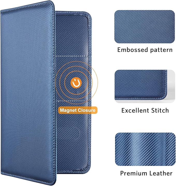 CoBak Car Registration and Insurance Holder - Vehicle Glove Box Car Organizer,Auto Truck Comparment Accessories Case with Magnetic Closure for Driver License,Cards, Carbon Blue