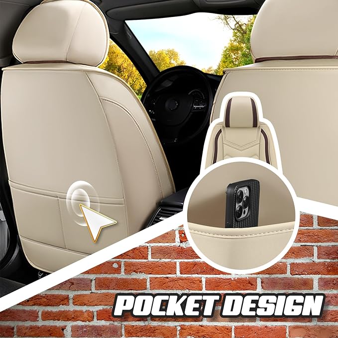 Car Seat Covers for Mercedes-Benz S-Class 2005-2026, Premium Nappa Leather Car Seat Cover, Stylish Sport Seat Covers， Automobile Seat Cover Sets.(Luxury 2 Seats/Beige)