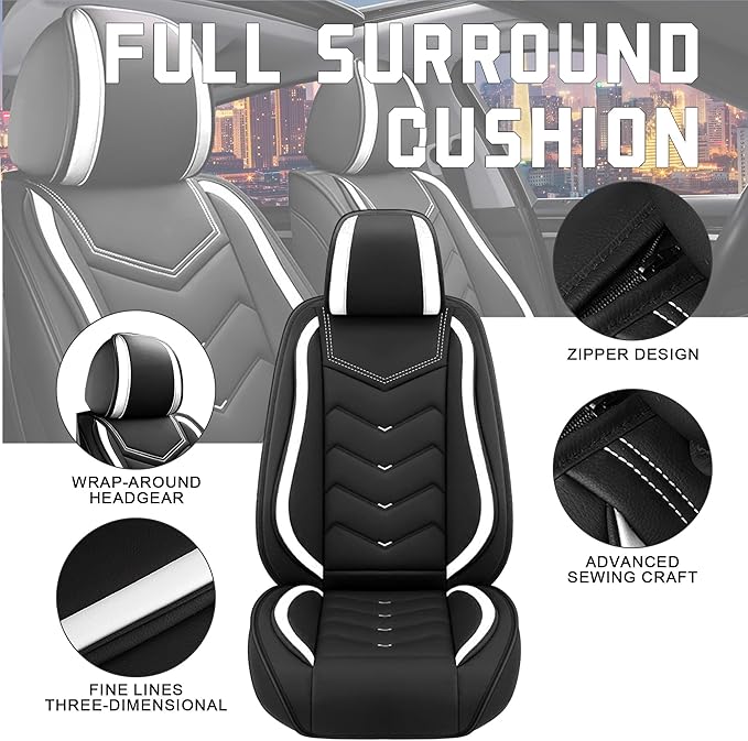 CTDS Car Seat Covers for Honda Civic 2000-2026, Stylish Sport Seat Cover, Premium Nappa Leather Car Seat Cover. Automobile Seat Covers Sets.(Standard 2 Seats/Black White)