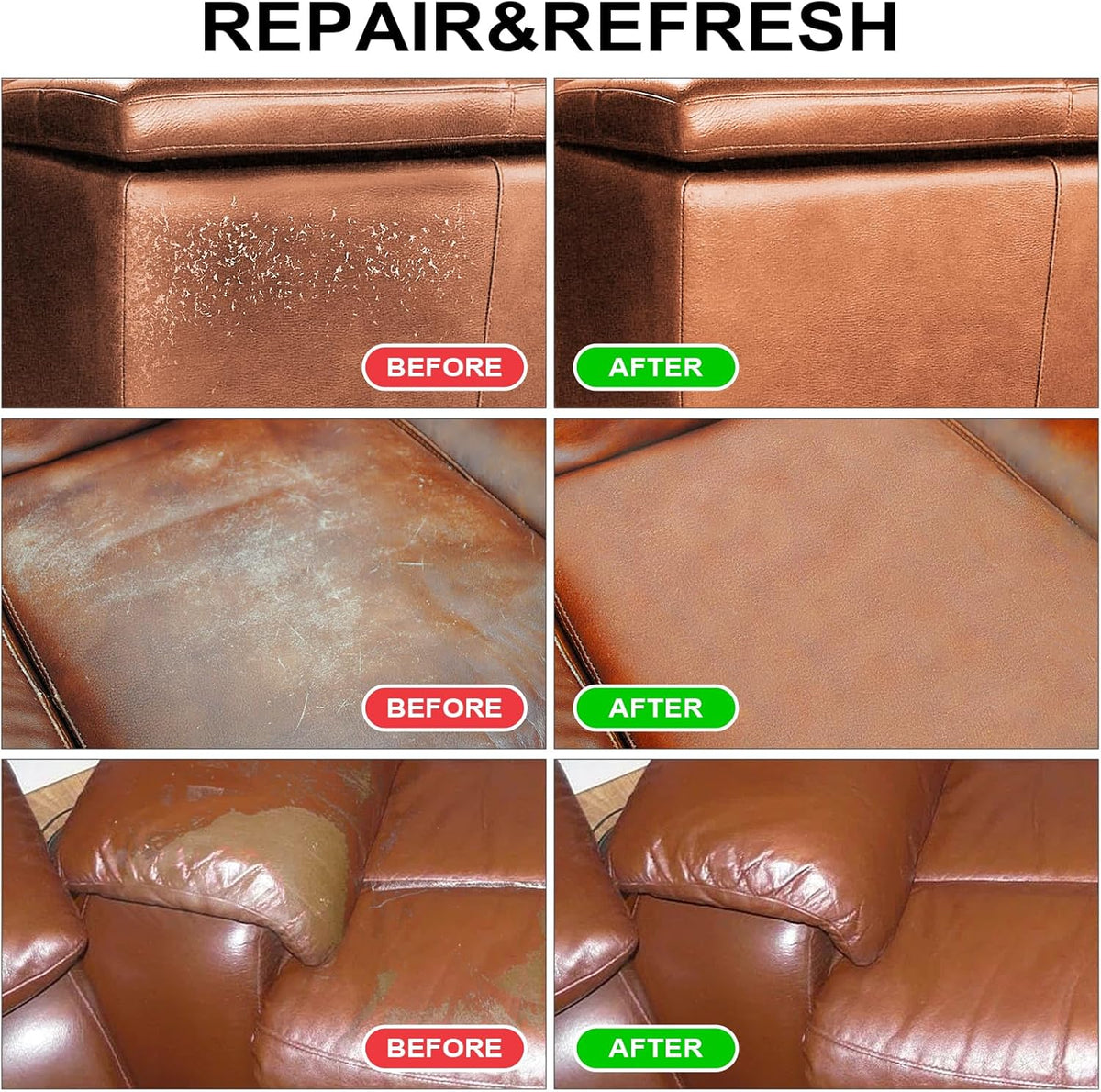 Leather Recoloring Balm,10oz Leather Color Restorer Leather Repair Kit for Furniture Car Leather Scratch Remover, White Leather Color Restorer for Couches,Leather Dye Paint for Faded