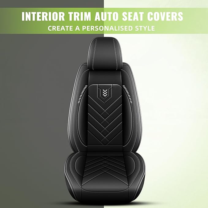 AOMSAZTO Car Seat Covers Fit for Jeep Grand Cherokee 2004-2010 Premium Front Seat Covers Waterproof Leather Automotive Seat Covers Compatible with Airbag (2 Seats,Black)