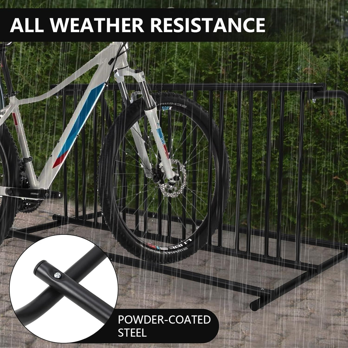 Outdoor Bike Storage, 10 Bike Rack Garage, 61 In Long All-Steel Mesh Bikes Rack, Can Hold 10 Bikes On Both Sides, Easy to Install and Excellent Stability, No Need to Be Fixed, Suitable for Front Yards