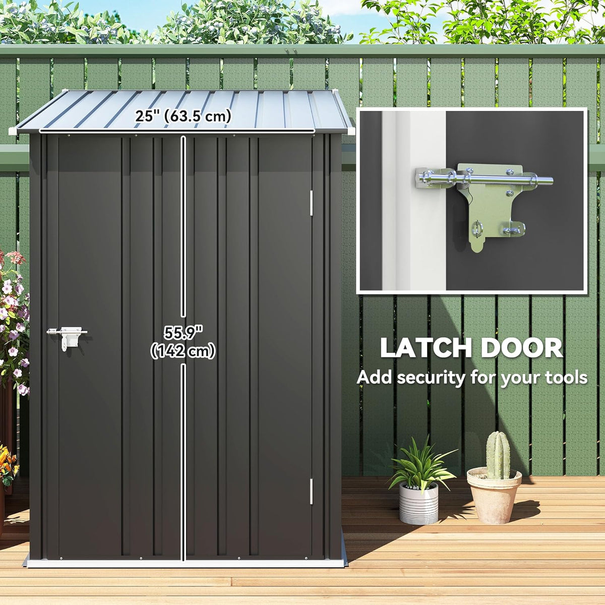 Outsunny 3.3' x 3.4' Outdoor Storage Shed, Metal Garden Tool House with Sloping Roof and Lockable Door for Backyard, Bike, Patio, Garage, Lawn, Gray