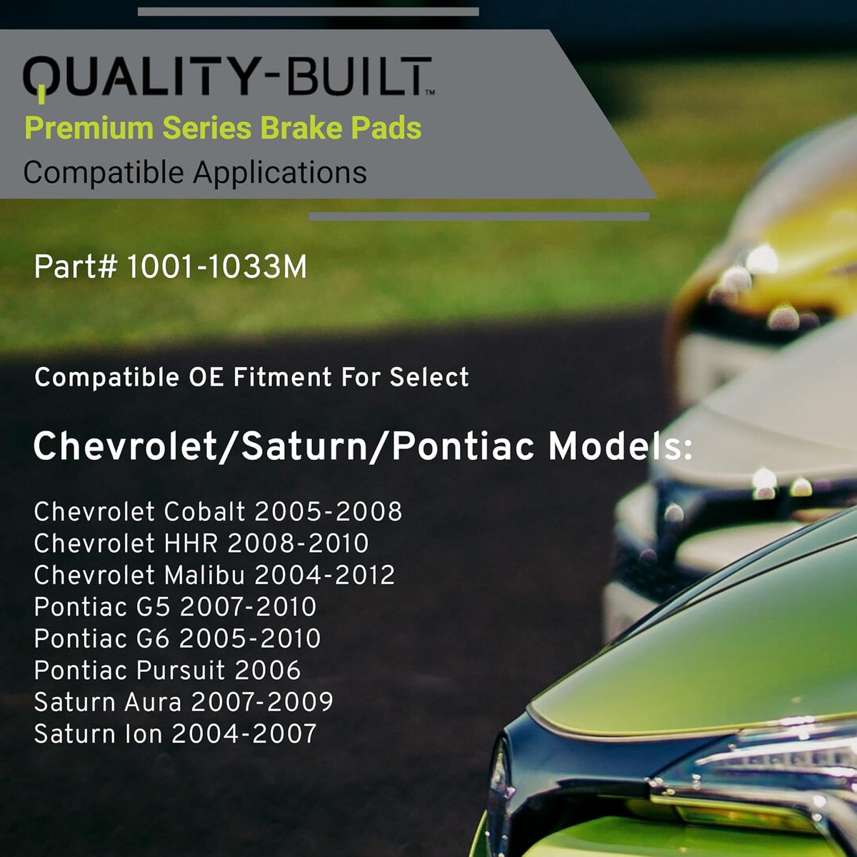 Premium Semi-Metallic Rear Brake Pads (1001-1033M) Compatible with 2004-2012 Chevrolet/Pontiac/Saturn (Aura/Cobalt/G5/G6/HHR/Ion/Malibu/Pursuit)
