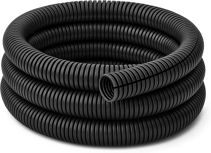 Electriduct Split Wire Loom Tubing Polyethylene Corrugated Flexible Conduit - 3/8" Nominal Size - 20 Feet - Black