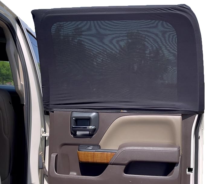 EcoNour Car Side Window Sun Shade (Pack of 2) | Stretchable & Breathable Car Window Screens for Complete Sun & Privacy Protection | Fits Most Truck, SUV and Minivan (XL 46" x 26")