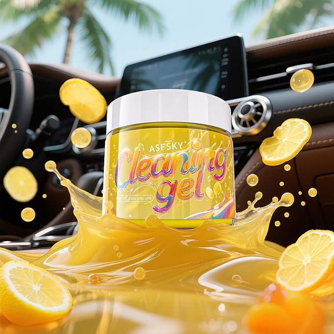 ASFSKY Keyboard Cleaning Gel (Lemon) Universal Cleaning Putty Dust Cleaning Car Interior Cleaner Car Dust Remover Car Slime Gifts for Men Women Girl（1 Pack）