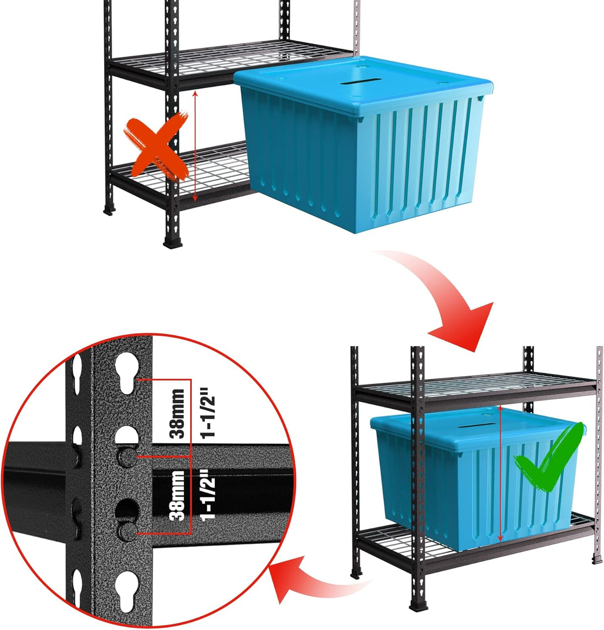 WORKPRO 5-Tier Metal Garage Shelving Unit, 36”W x 18”D x 72”H Storage Shelves, Adjustable Storage Rack Heavy Duty Shelf, 4000 lbs Load Capacity (Total), for Garage, Kitchen, Bathroom, Warehouse