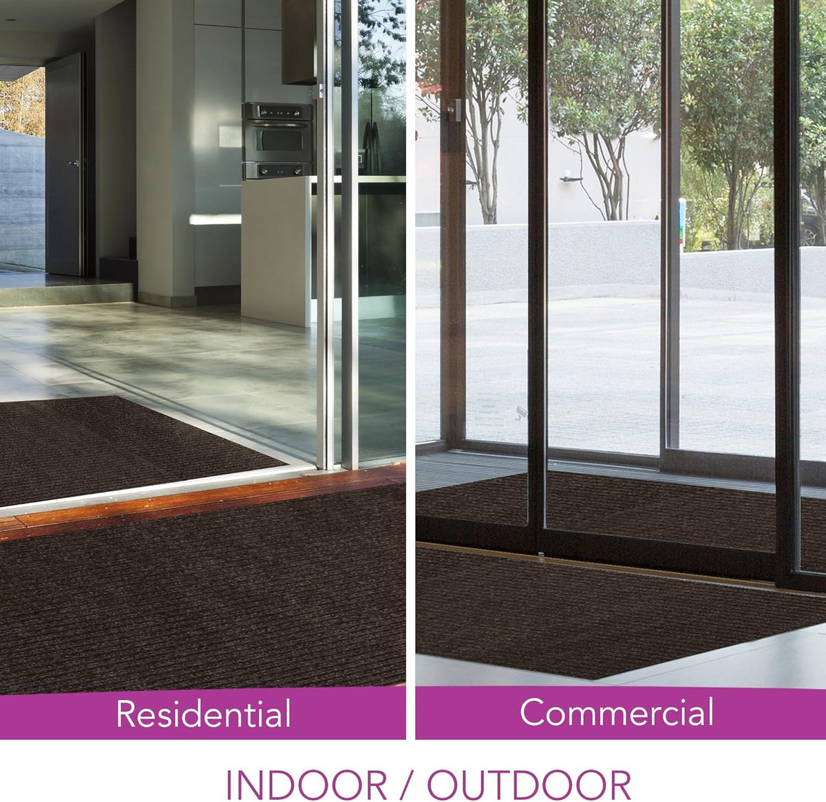 iCustomRug Spartan Weather Warrior Indoor/Outdoor Utility Ribbed Carpet Runner with Non-Slip Thermoplastic Rubber Backing, 6ft X 10ft in Brown