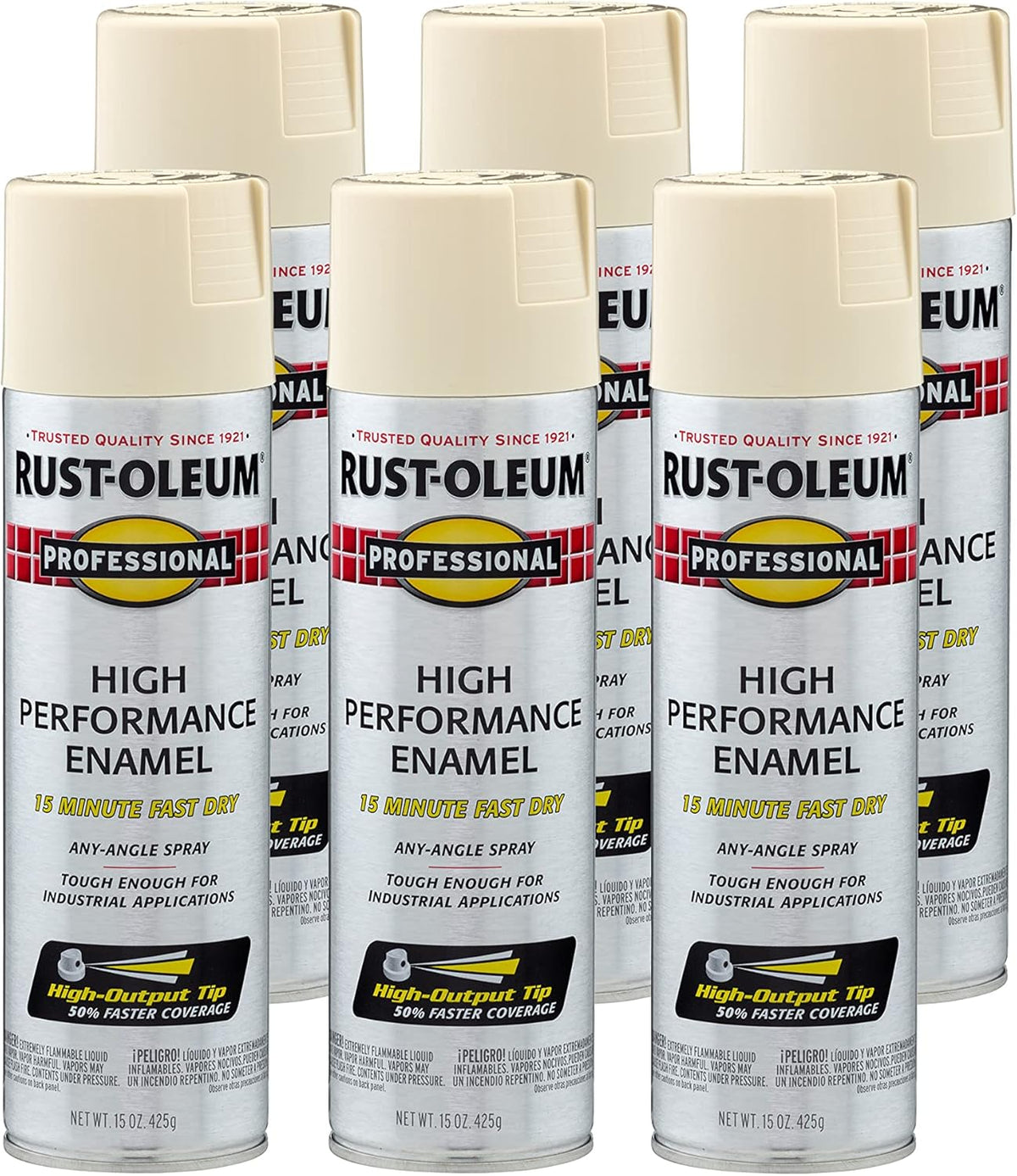 Rust-Oleum 7570838-6PK Professional High Performance Enamel Spray Paint, 15 Oz, Gloss Almond, 6 Pack