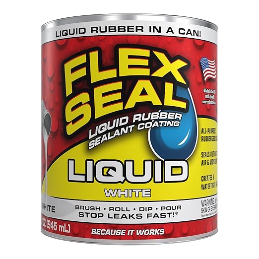 Flex Seal Liquid, Rubber Coating Sealant, Waterproof, Flexible, Breathable, and UV Resistant, Roof Repair, Basements, RV, Campers, Trailers, Marine, EPDM, Masonry, White, 32 oz