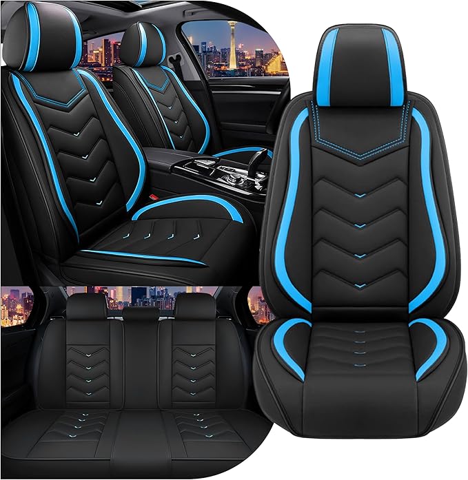 CTDS Car Seat Covers for Honda HR-V 2016-2026, Stylish Sport Seat Cover, Premium Nappa Leather Car Seat Cover. Automobile Seat Covers Sets.(Standard 5 Seats/Black Blue)