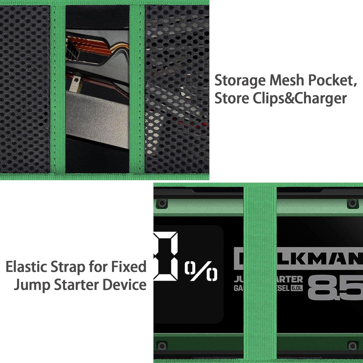 Aenllosi for HULKMAN Alpha85/Alpha85S/Alpha Pro Jump Starter Hard Carrying Case, Black+Green (Case Only)