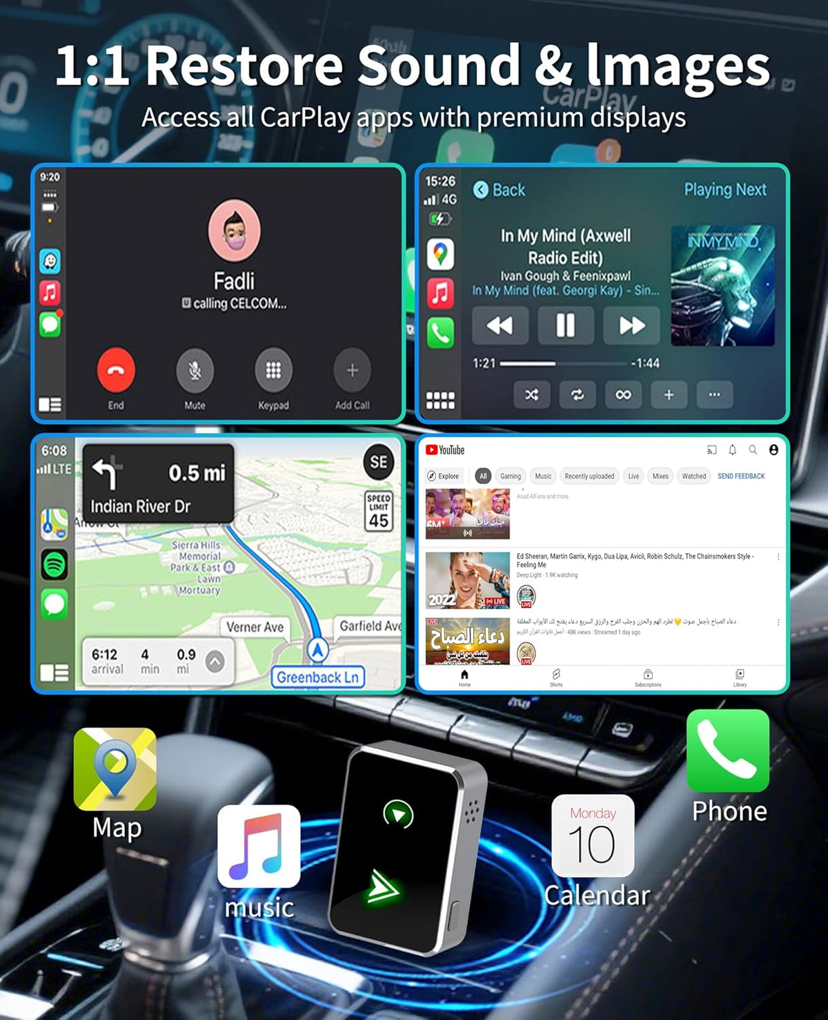Wireless CarPlay Adapter for IPhone, 2025 Upgrade 2-in-1 CarPlay & Android Auto Adapter, Mini Size Converts Wired to Wireless Car Play with USB & Type-C, Plug and Play, Stable Control & No Delay