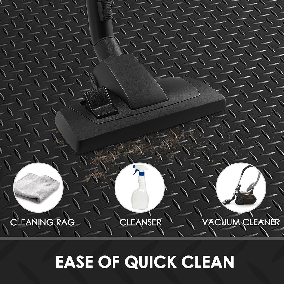 Garage Floor Mat, 16.4x3.2FT Diamond Plate Rubber Flooring Roll, PVC Non-Slip Floor Protector Mat, Thickness Waterproof Parking Mat for Under Car, Warehouse, Gyms, Trailer