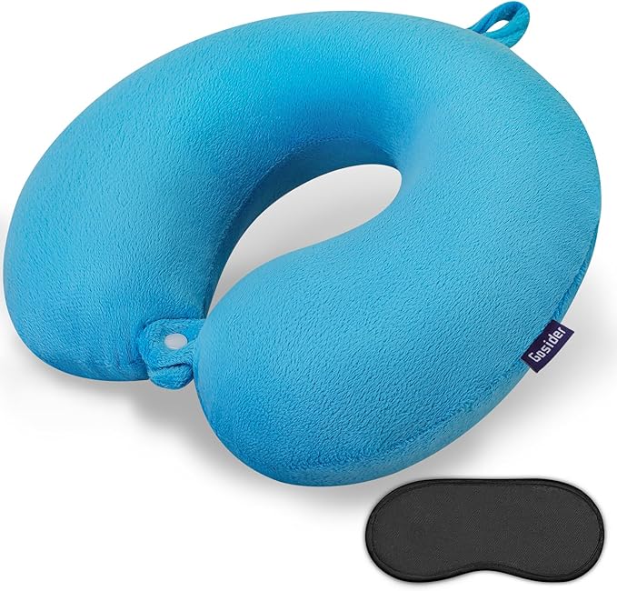 Neck Pillow for Travel Comfortable Travel Pillows U Shape Memory Foam Airplane Pillow Support Neck and Head Portable Neck Pillows Suitable for Airplane, Trains, Self-Driving Cars, Lake Blue Color
