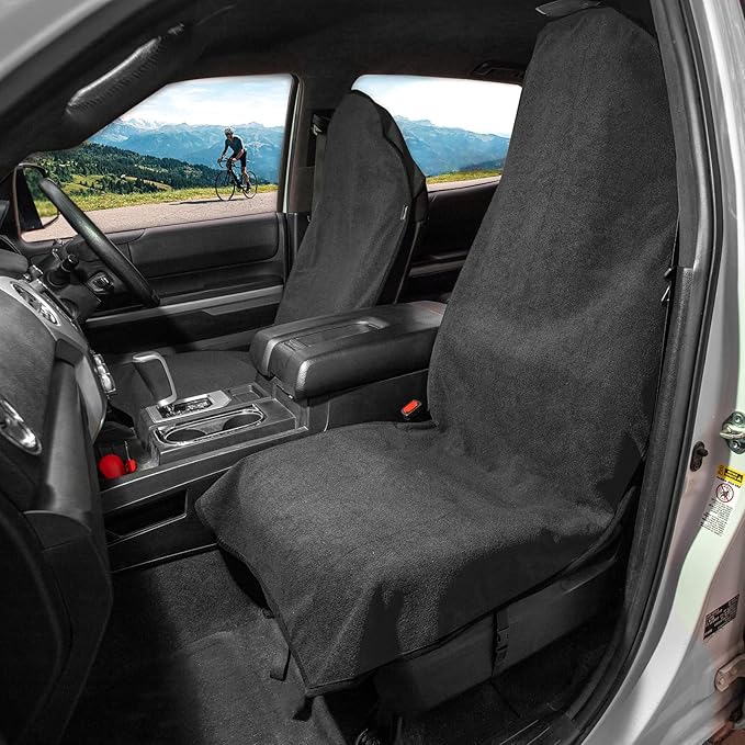 Leader Accessories 2pcs Grey Waterproof Towel Auto Car Seat Cover Protector Machine Washable - Fit Yoga Running Crossfit Athletes Beach Swimming Outdoor Sports