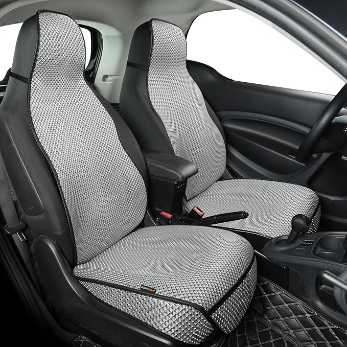 Auto Newer Car Seat Cover,Breathable Front Car Seat Cushion,Comfortable Car Seat Protector,Anti-Slip Full Wrap Driver Car Seat Protector with Storage Pocket,Universal All Seasons(Gray,2PCS)