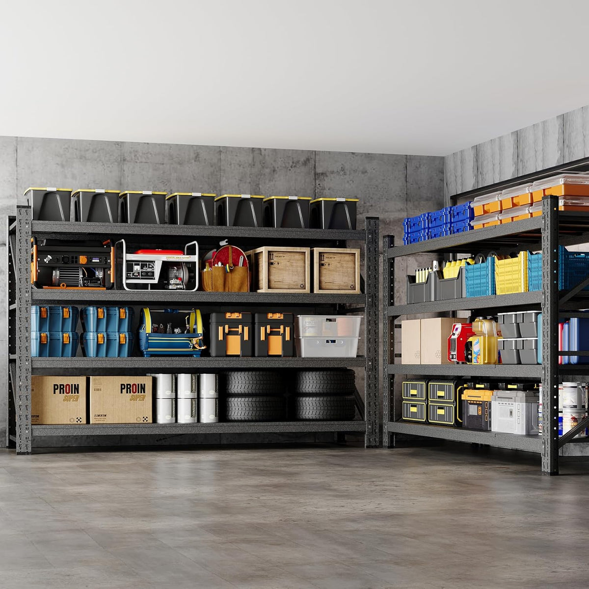 68" W Storage Shelves 8000lbs Garage Metal Shelving Heavy Duty Garage Shelves Adjustable Storage Shelves for Industrial, Factory, (68" W X 24" D X 63.5" H)