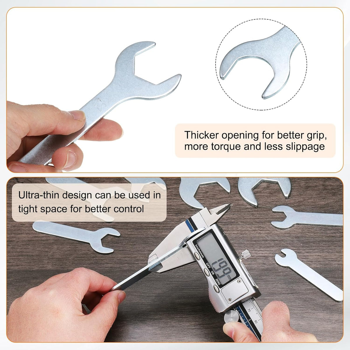 HARFINGTON 10pcs Small Wrench Open End Wrench 28x135x2.8mm Metric U-Shaped Single Open Ended Spanner Super Thin Small Flat Head Galvanizing Wrench for Automotive Repair Furniture Assembly
