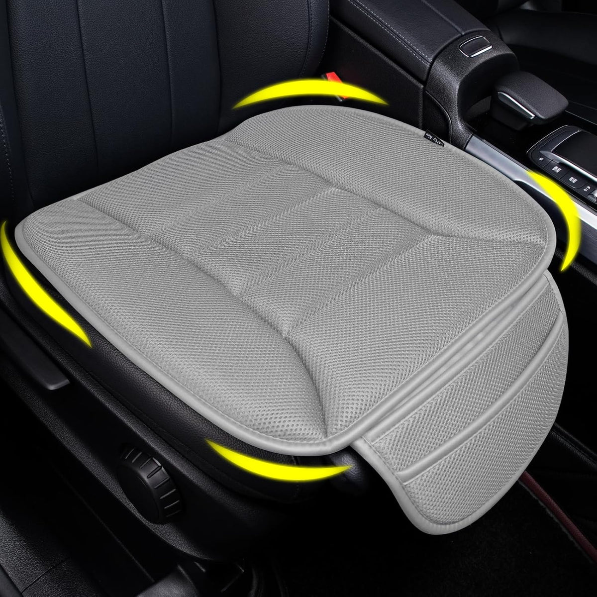 Premium Car Seat Cushion, Driver Cushion with Comfort Memory Foam & Non-Slip Rubber Bottom, Car Seat Pad Works with 95% of Vehicles and Office Chair or Home - 4D Gray