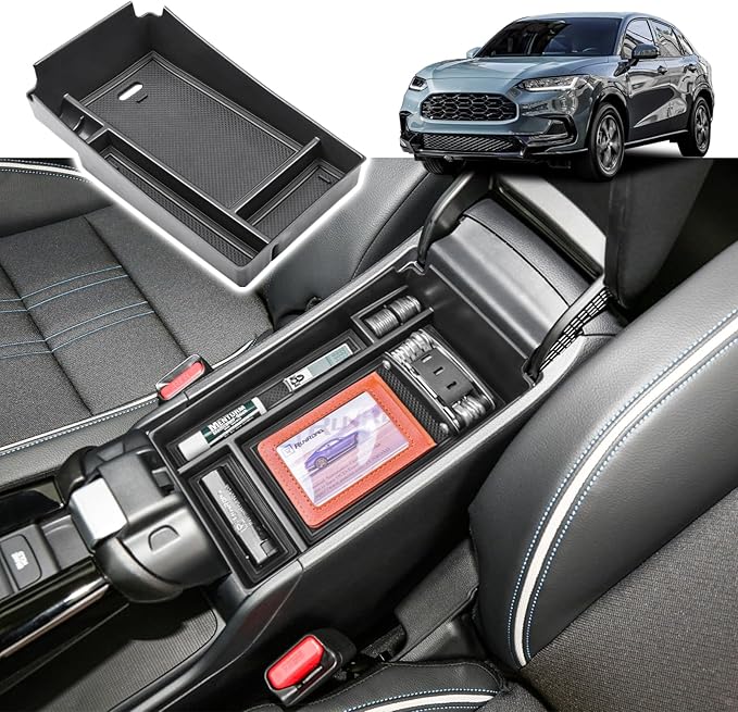 RUNROAD Center Console Organizer Tray Compatible with Honda HR-V 2023 2024 2025 2026 HRV Accessories, ABS Console Organizer Armrest Storage Box Coin Holder, Black