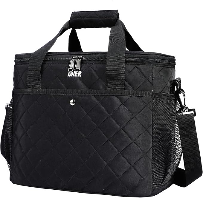 MIER 18L Large Soft Cooler Insulated Picnic Bag for Grocery, Camping, Car, Black