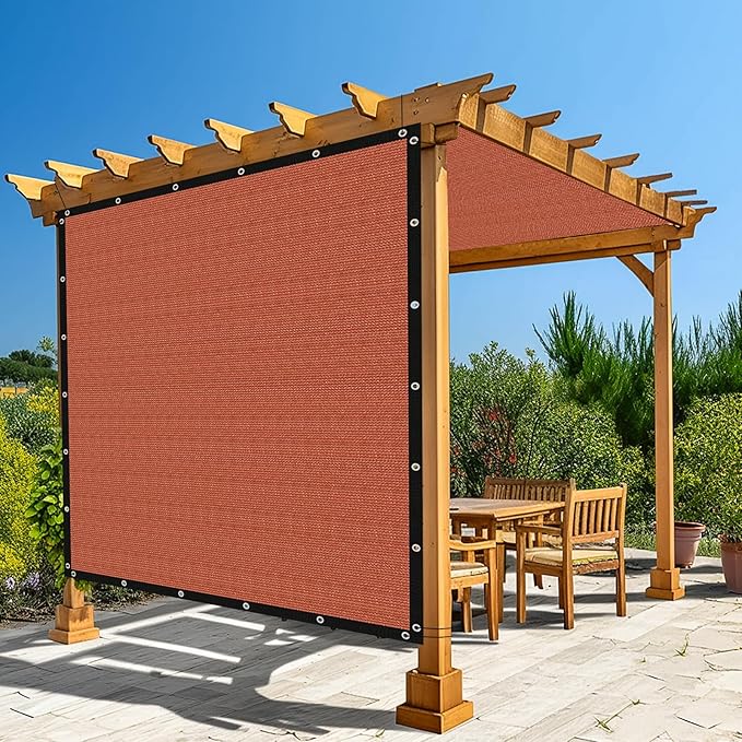 Amagenix 90% Pergola Shade Cover 10' X 12' Sun Shade Cloth with Grommets for Outdoor Garden Patio Porch, Commercial Grade 200 GSM - Cable Zip Ties Included (We Customized) GN108, Rust Red