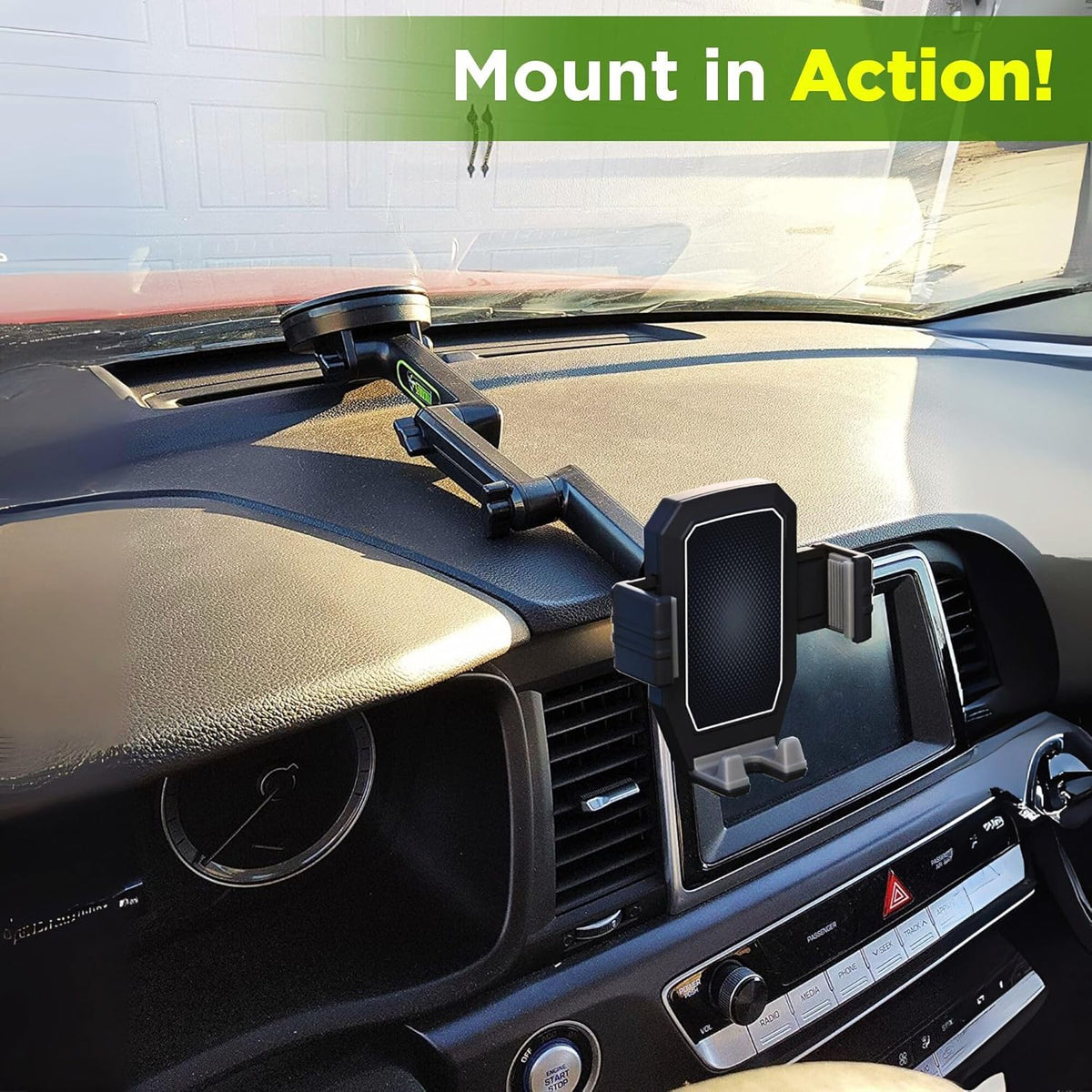 Phone Mount for Truck Phone Holder for Truck - Heavy Duty Super Suction Cup, Mobile Device Holder Dashboard Window 16.9 inch Long Arm & Stable, iPhone & Samsung Compatible, Semi Trucker, Gray