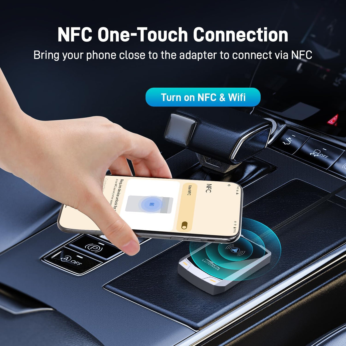 Android Auto Wireless Adapter with NFC, 2024 Upgraded Android Auto Dongle, Low Latency, 5.8GHz Wifi, Plug & Play Converts Wired to Wireless for Android 11+ & Cars with Factory Wired Android Auto