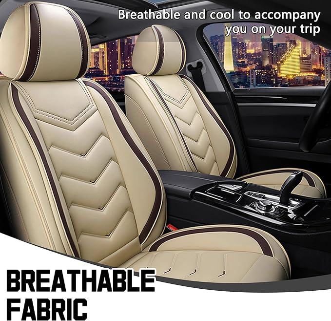 CTDS Car Seat Covers for Jeep Grand Cherokee L 2021-2026, Stylish Sport Seat Cover, Premium Nappa Leather Car Seat Cover. Automobile Seat Covers Sets.(Standard 2 Seats/Beige)