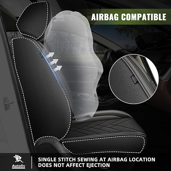 AOMSAZTO Car Seat Covers Full Set Fit for Nissan Kicks 2018-2025 2026 Waterproof Faux Leather Car Seat Cushions Automotive 5 Seat Covers Set（Black&Grey）