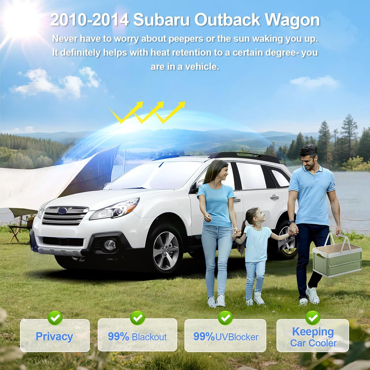 8pcs Car Window Shades for Subaru Outback Wagon 2010-2014 Accessories,Windshield Side Rear Full Sunshade,Sun Visor UV Blocking, Privacy Protection and Blackout for Camping Outdoor