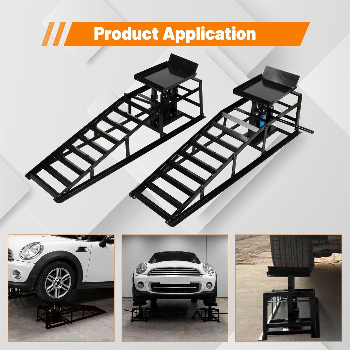 2 Pack Hydraulic Car Ramps 10,000lbs/5T Capacity Low Profile Car Lift Service Ramps Truck Trailer Garage, Height Hydraulic Vehicle Ramps,Black