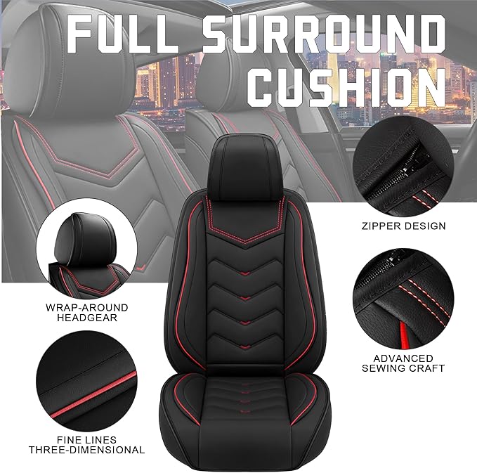 CTDS Car Seat Covers for Chevy Equinox 2005-2026, Stylish Sport Seat Cover, Premium Nappa Leather Car Seat Cover. Automobile Seat Covers Sets.(Standard 5 Seats/Black)