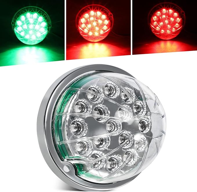 Partsam 1PCS Dual Revolution 17 LED Watermelon Light for Semi Truck, Red Stop Turn Signal and Marker to Green Auxiliary Light, Underglow Light Compatible with Freightliner Kenworth Peterbilt