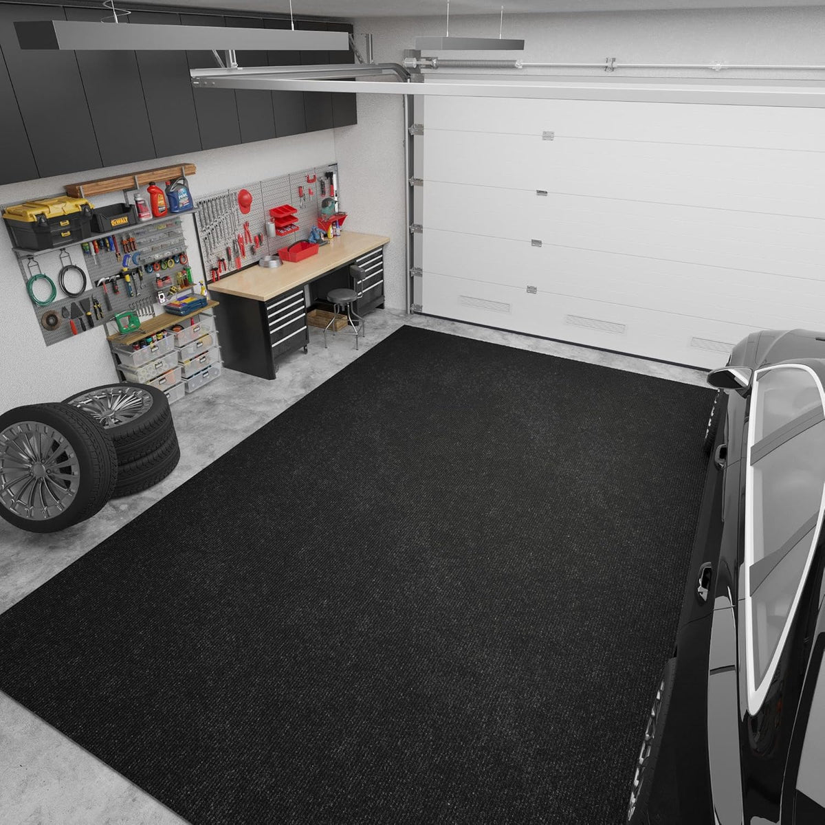 Ottomanson 6'6" x 21' Hallway Runner with Scraper Pile - Extra Durable Non-Slip Rug Mat for Indoor & Outdoor Use - Ideal for Kitchen, Entryway & Garage - High-Traffic Carpet, Black