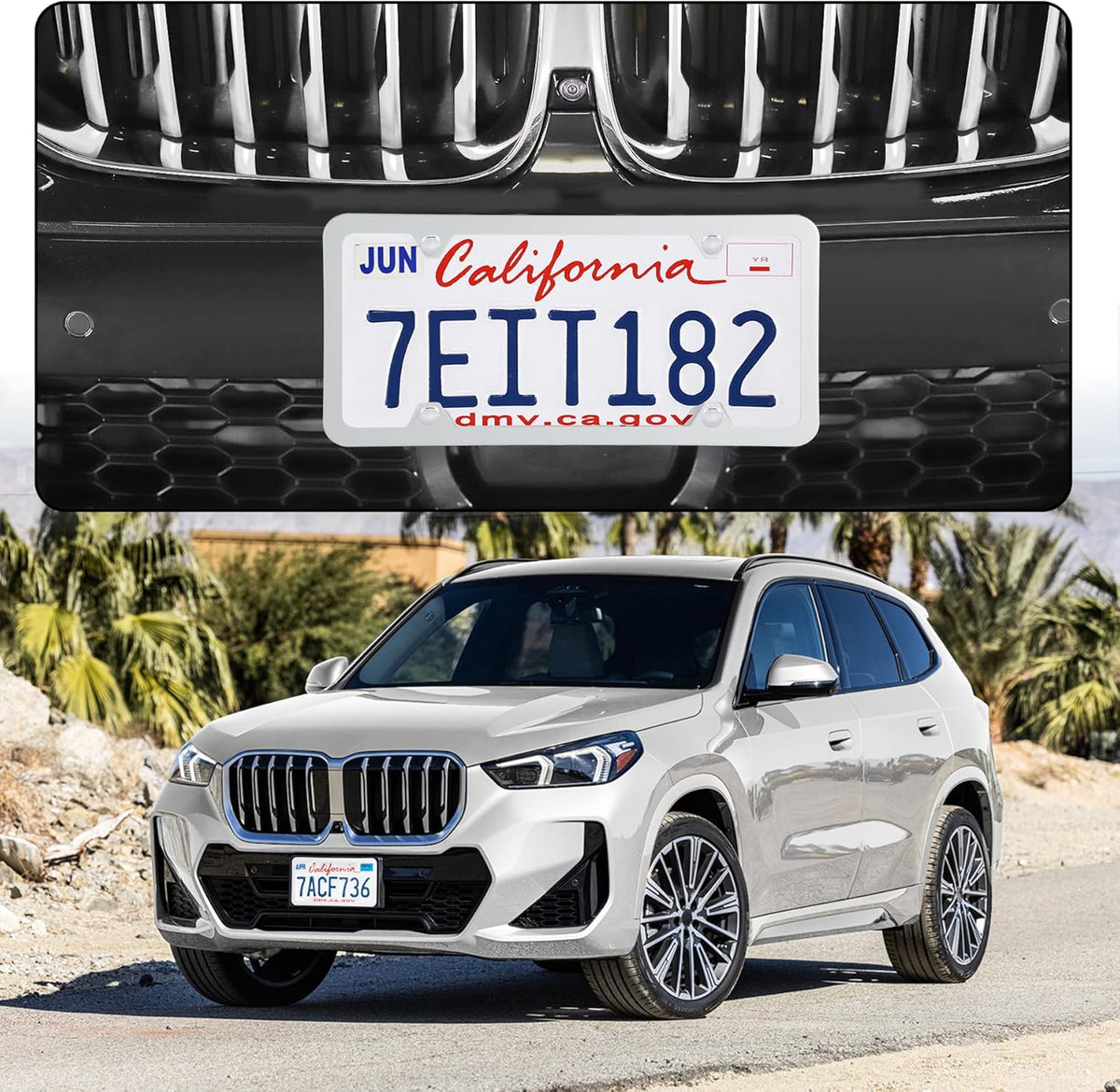 LivTee 4 Holes Stainless Steel License Plate Frames, 2 PCS Car Licence Plate Covers, Automotive Exterior Accessories Slim Design with Bolts Washer Caps for US Vehicles, White