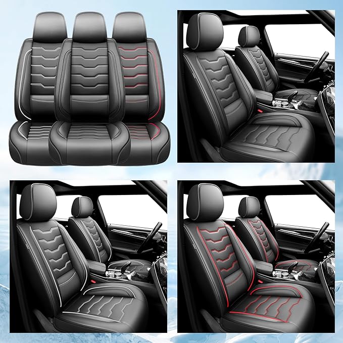 Fit Tucson Car Seat Covers Premium Leather for Hyundai Tucson 2010-2025 2026. Waterproof， Breathable, Scratch-Resistant & All-Weather Seat Cushion Protector (Full Set, Black)
