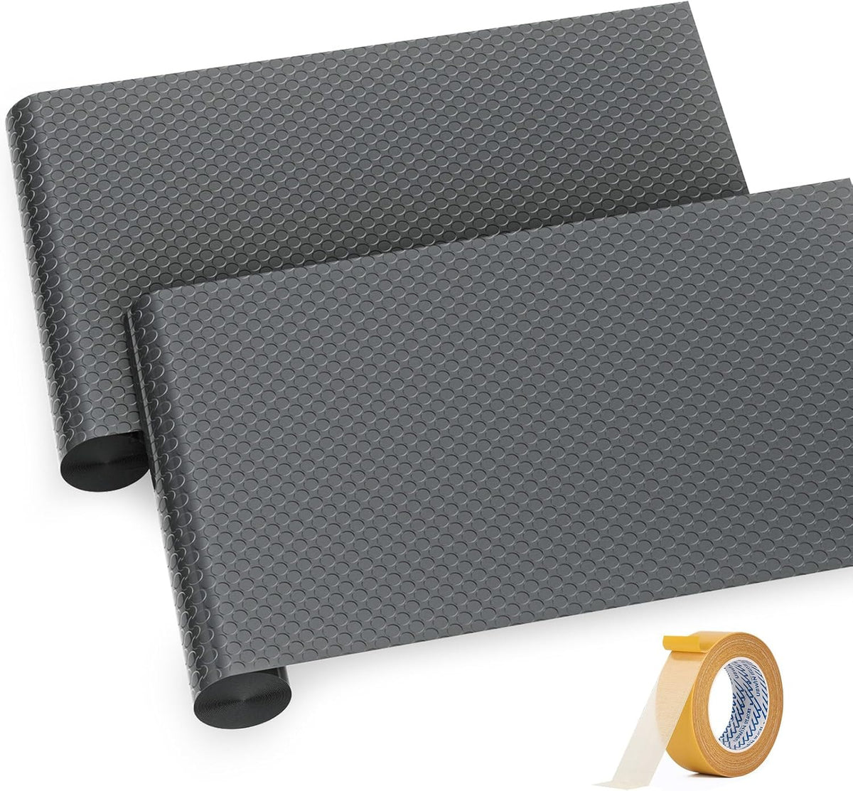 Premium Garage Floor Mat, Commercial Grade Heavy Duty Parking Mat for Garage Floor, Golf Cart Parking, Water/Stain Resistant Floor Runner (Grey Coin, 2 Rolls x 4 x 6.5 Feet)
