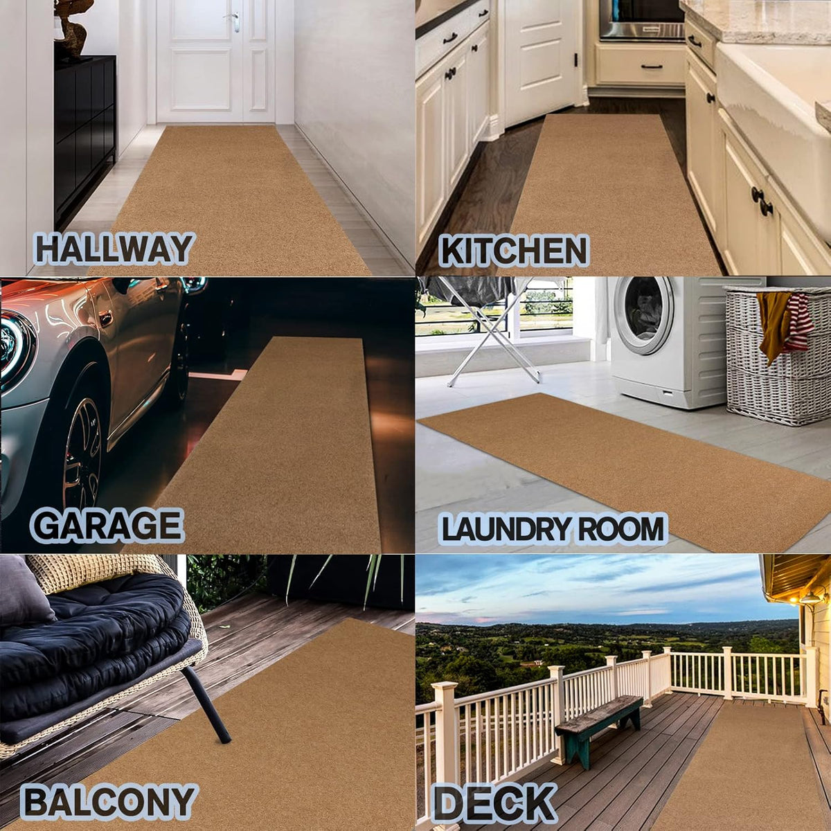 Custom Size Backed Non-Slip Area Rugs Runner, Easy Clean, Waterproof Runner Rugs for Hallway Entryway, Kitchen, Laundry, 2FT x 75FT, Beige