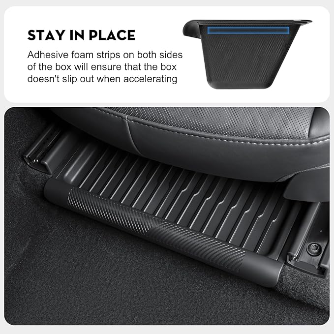 2PCS Under Seat Storage Box for 2026 Tesla Model Y Juniper,Hidden Organizer Tray Underseat Bins with Lid Cover for 2025-2026 Tesla New Model Y Juniper (Launch Series) Interior Accessories